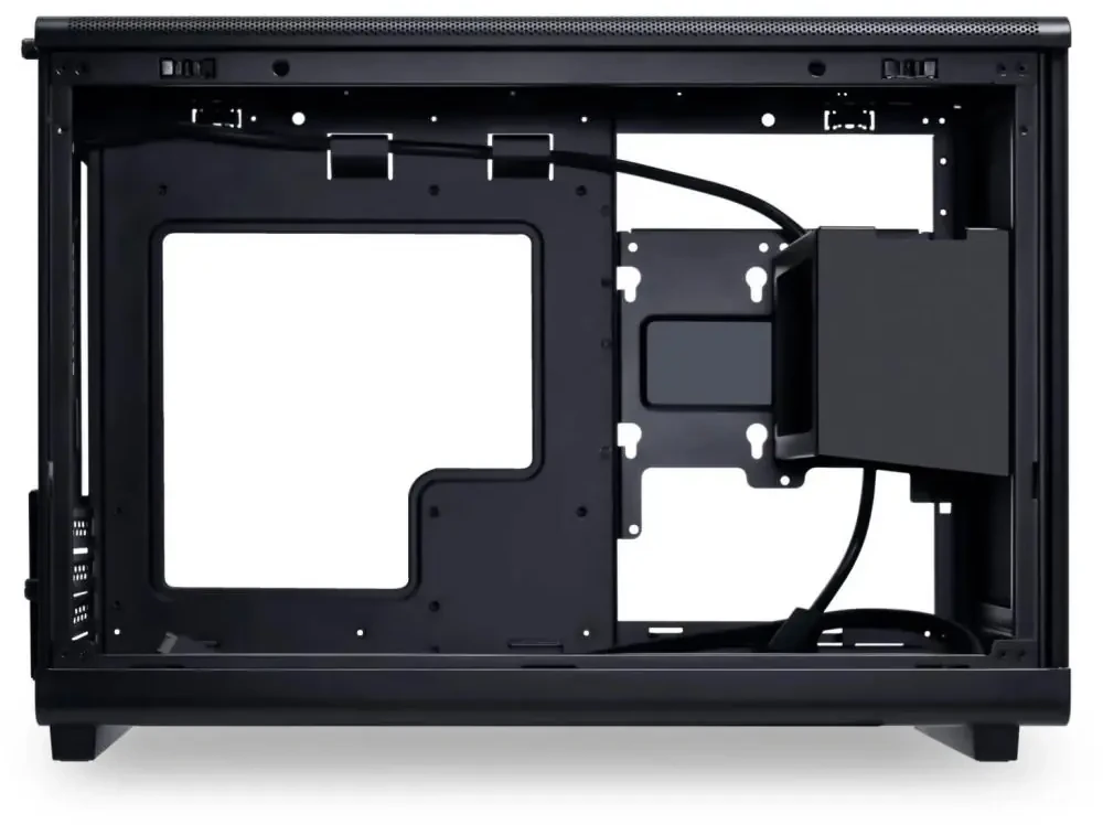 Lian Li DAN kompiuterio korpusass A3-mATX Wood Edition PC-kompiuterio korpusas, Tempered Glass, Micro-ATX – Walnuss, juodos spalvos