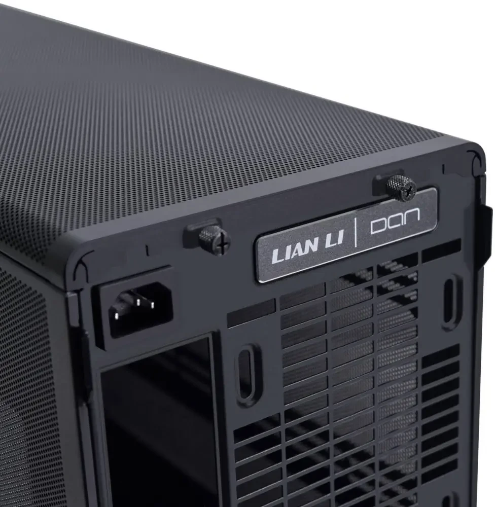 Lian Li DAN kompiuterio korpusass A3-mATX Wood Edition PC-kompiuterio korpusas, Tempered Glass, Micro-ATX – Walnuss, juodos spalvos