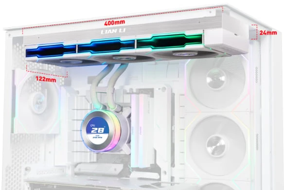 Lian Li HYDROSHIFT II LCD-C 360CL ARGB universalus skysčio aušintuvas – baltos spalvos
