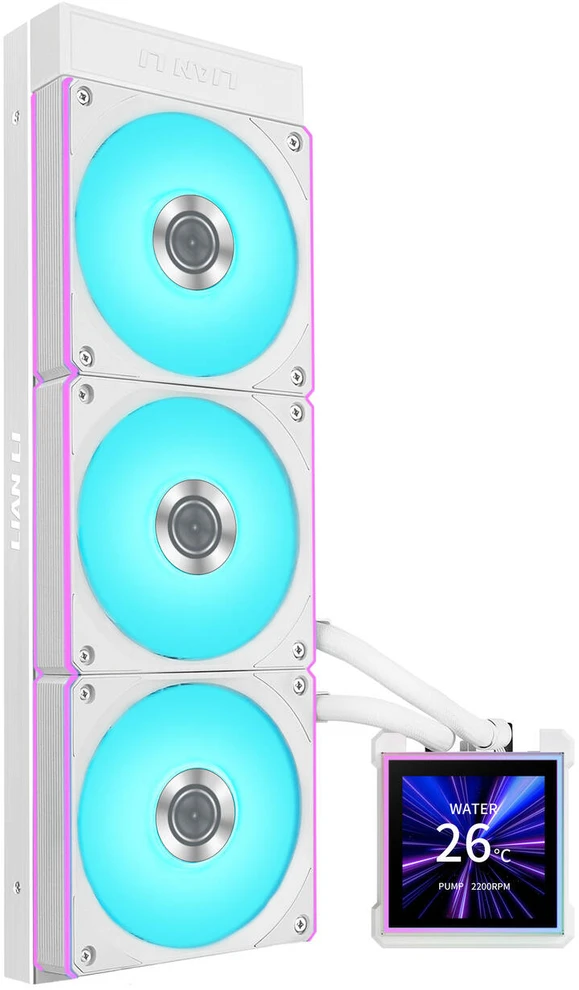Lian Li HydroShift II LCD-S 360CL AiO Vanduo Cooling, RGB, LCD ekranas – 360 mm, baltas