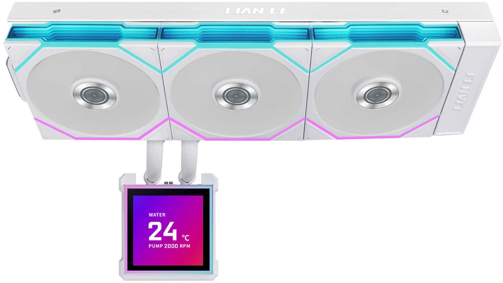 Lian Li HydroShift II LCD-S 360TL AiO Vanduo Cooling, RGB, LCD Ekranas – 360mm, baltas
