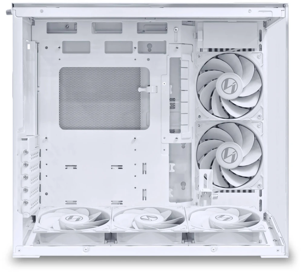 Lian Li O11 Dynamic Mini V2 Flow PC-kompiuterio korpusas, Mini-kompiuterio korpusas, ATX, Tempered Glass – inklusive 5x 120-mm-Lüfter, baltos spalvos