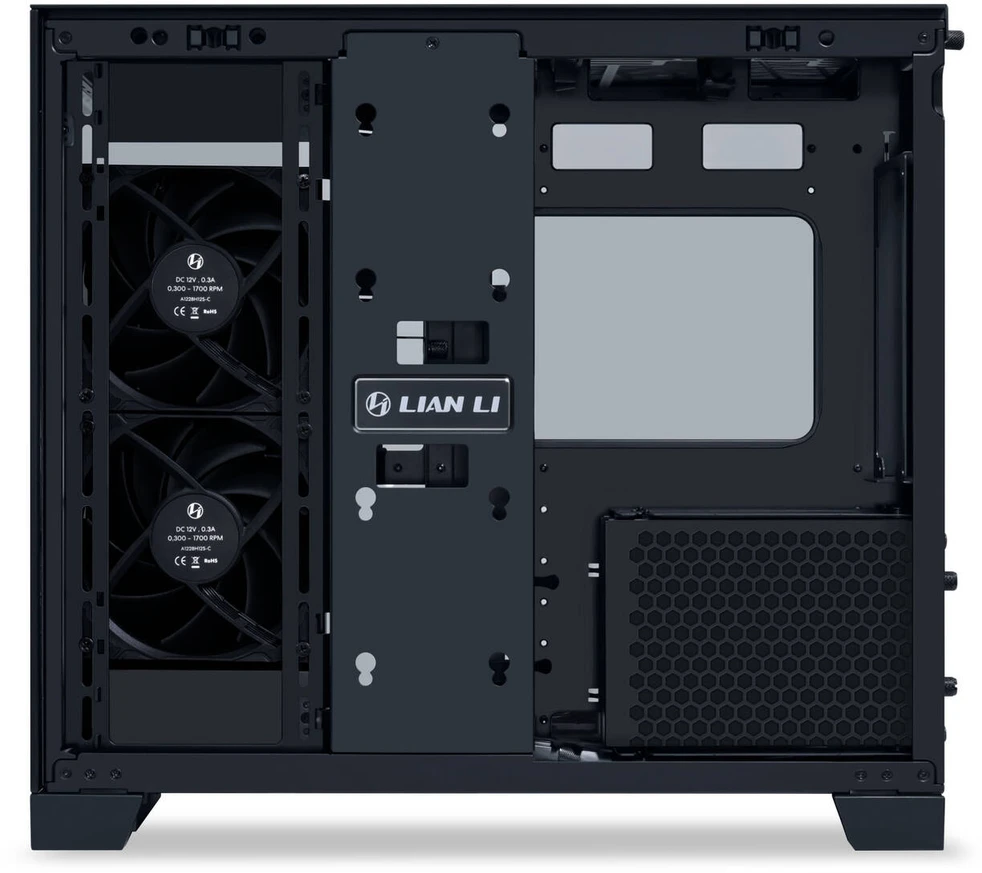 Lian Li O11 Dynamic Mini V2 Flow PC-kompiuterio korpusas, Mini-kompiuterio korpusas, ATX, Tempered Glass – inklusive 5x 120-mm-Lüfter, juodos spalvos