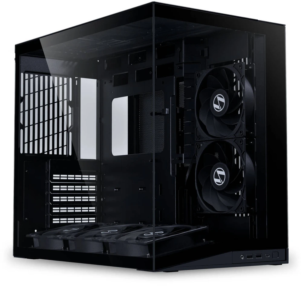 Lian Li O11 Dynamic Mini V2 Flow PC-kompiuterio korpusas, Mini-kompiuterio korpusas, ATX, Tempered Glass – inklusive 5x 120-mm-Lüfter, juodos spalvos