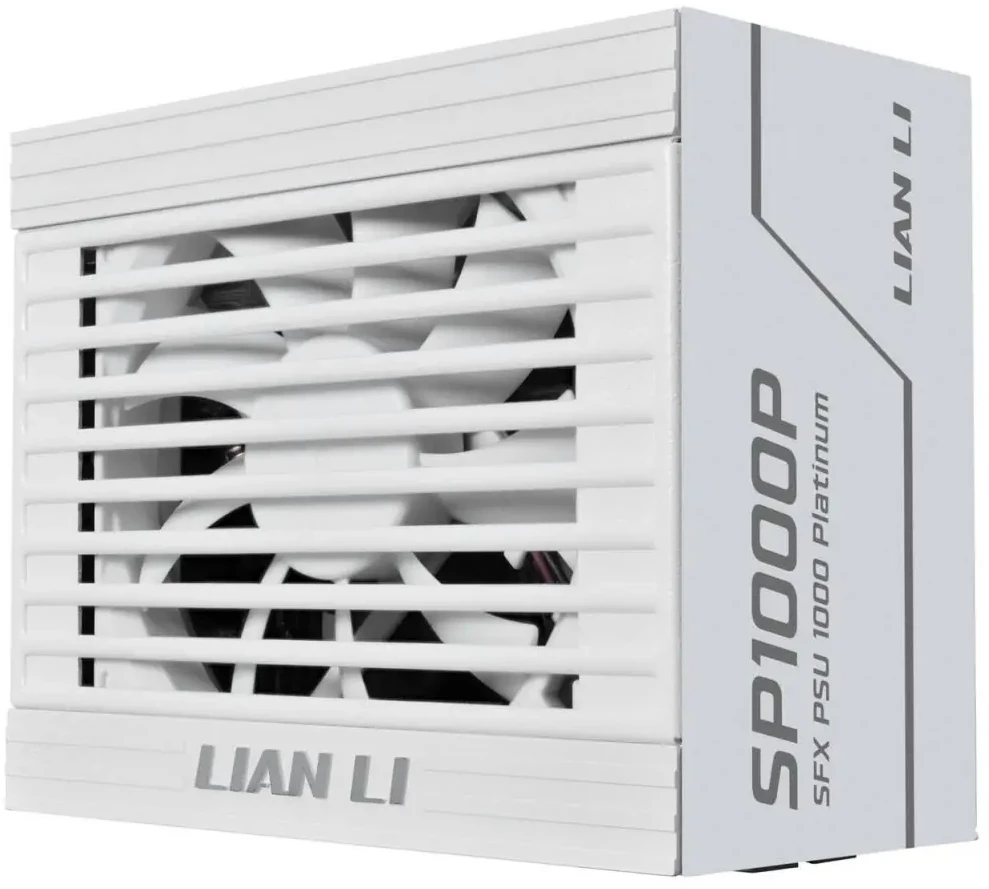 Lian Li SP serijos Platinum 80 PLUS Platinum maitinimo šaltinis, SFX, pilnai modulinis, PCIe 5.1, ATX 3.1 × 1000 vatų, baltas