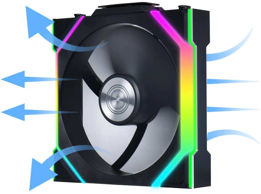 Lian Li UNI FAN SL Wireless ARGB PWM korpuso ventiliatorius – Reverse Blade, 120 mm, juodos spalvos