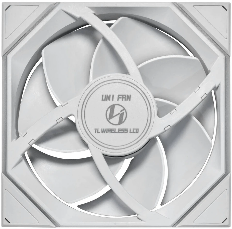 Lian Li UNI FAN TL LCD Wireless korpuso ventiliatorius, ARGB, PWM – Reverse Blade, 140 mm, baltos spalvos