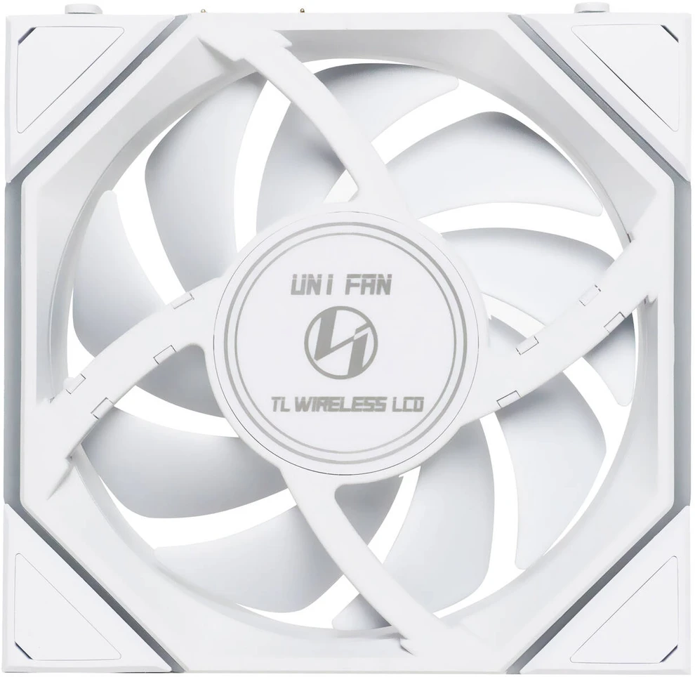 Lian Li UNI FAN TL Wireless LCD korpuso ventiliatorius, ARGB, PWM – Reverse Blade, 120 mm, baltos spalvos