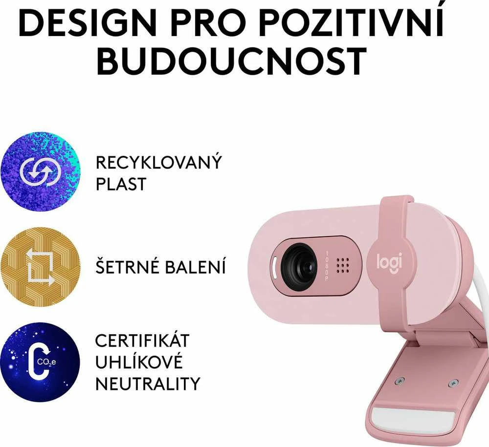 Internetinė kamera Logitech BRIO 100, rožinės spalvos