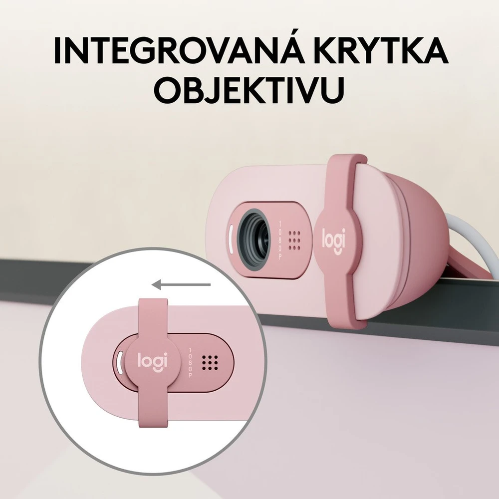 Internetinė kamera Logitech BRIO 100, rožinės spalvos