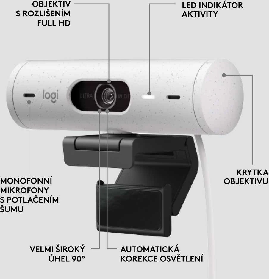 Internetinė kamera Logitech BRIO 500, Baltos spalvos
