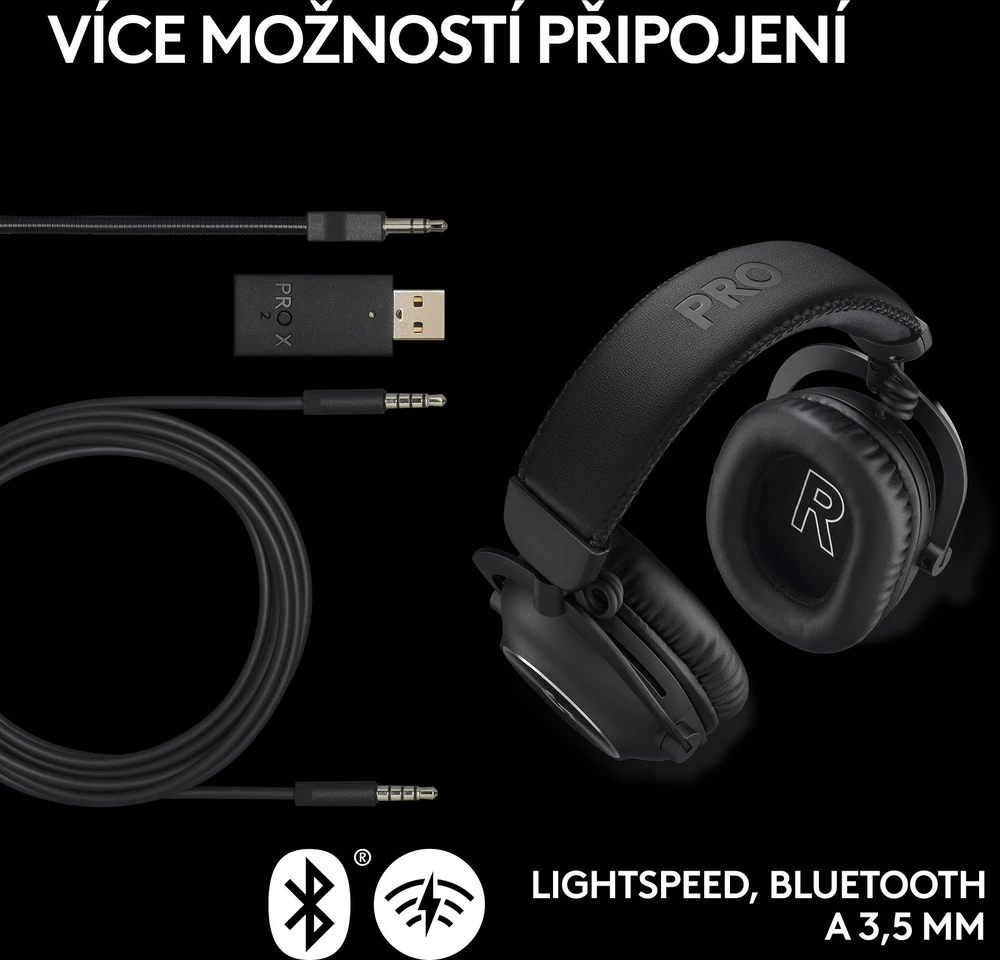 Logitech G PRO X 2 Lightspeed belaidės ausinės žaidimams, Juodos
