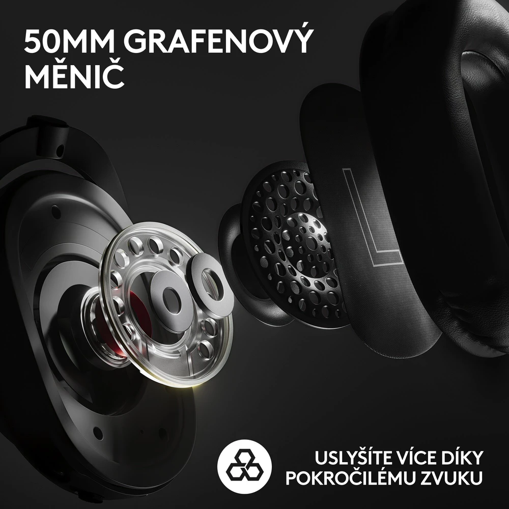 Logitech G PRO X 2 Lightspeed belaidės ausinės žaidimams, Juodos