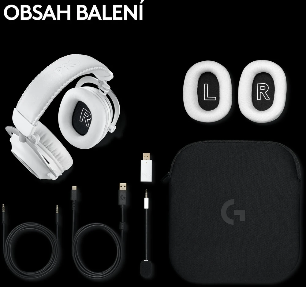 Logitech G Pro X 2 Lightspeed belaidės ausinės žaidimams, Baltos spalvos