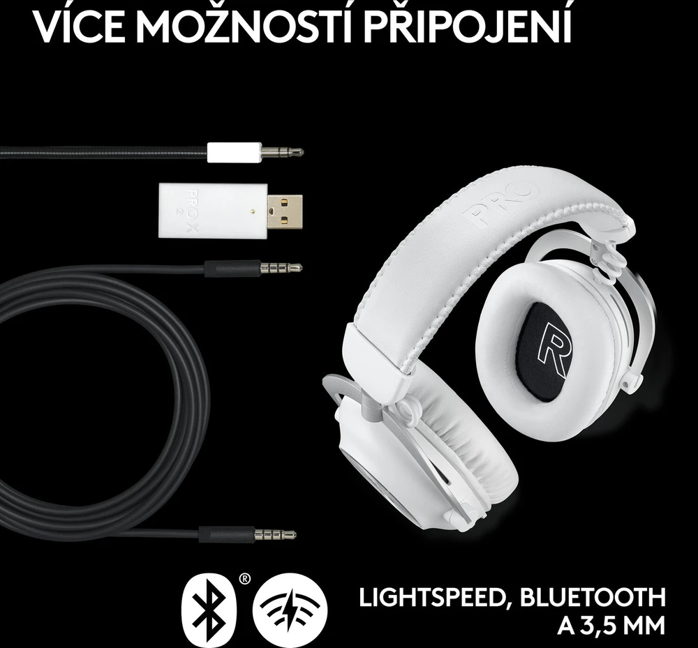 Logitech G Pro X 2 Lightspeed belaidės ausinės žaidimams, Baltos spalvos