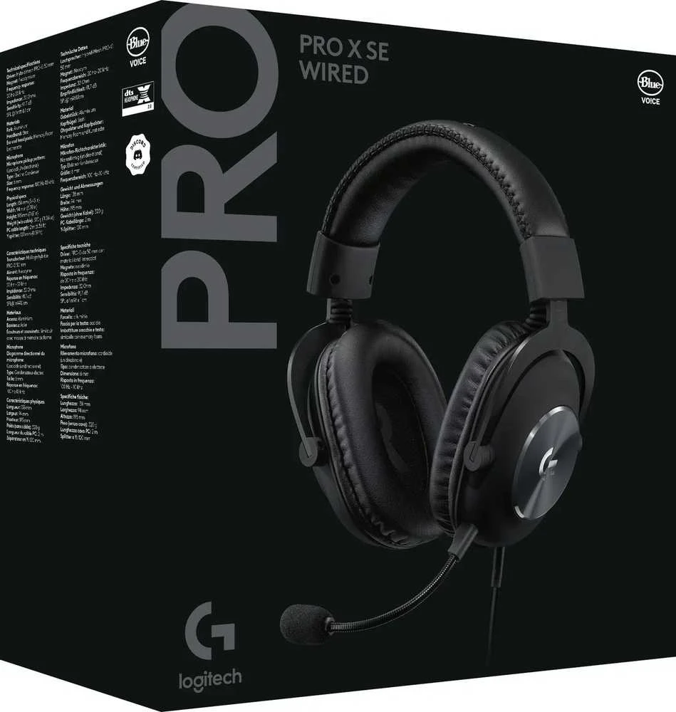 Ausinės - Logitech PRO X SE Ausinės su laidu Žaidimams (50mm drivers, USB/3.5mm, Juodas)