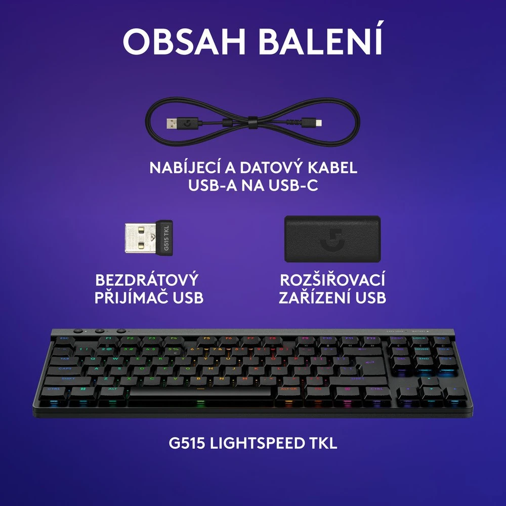 Klaviatūra Logitech G515 LIGHTSPEED TKL WRS G KB/Juodas-CZE-SKY-EMEA28I-935