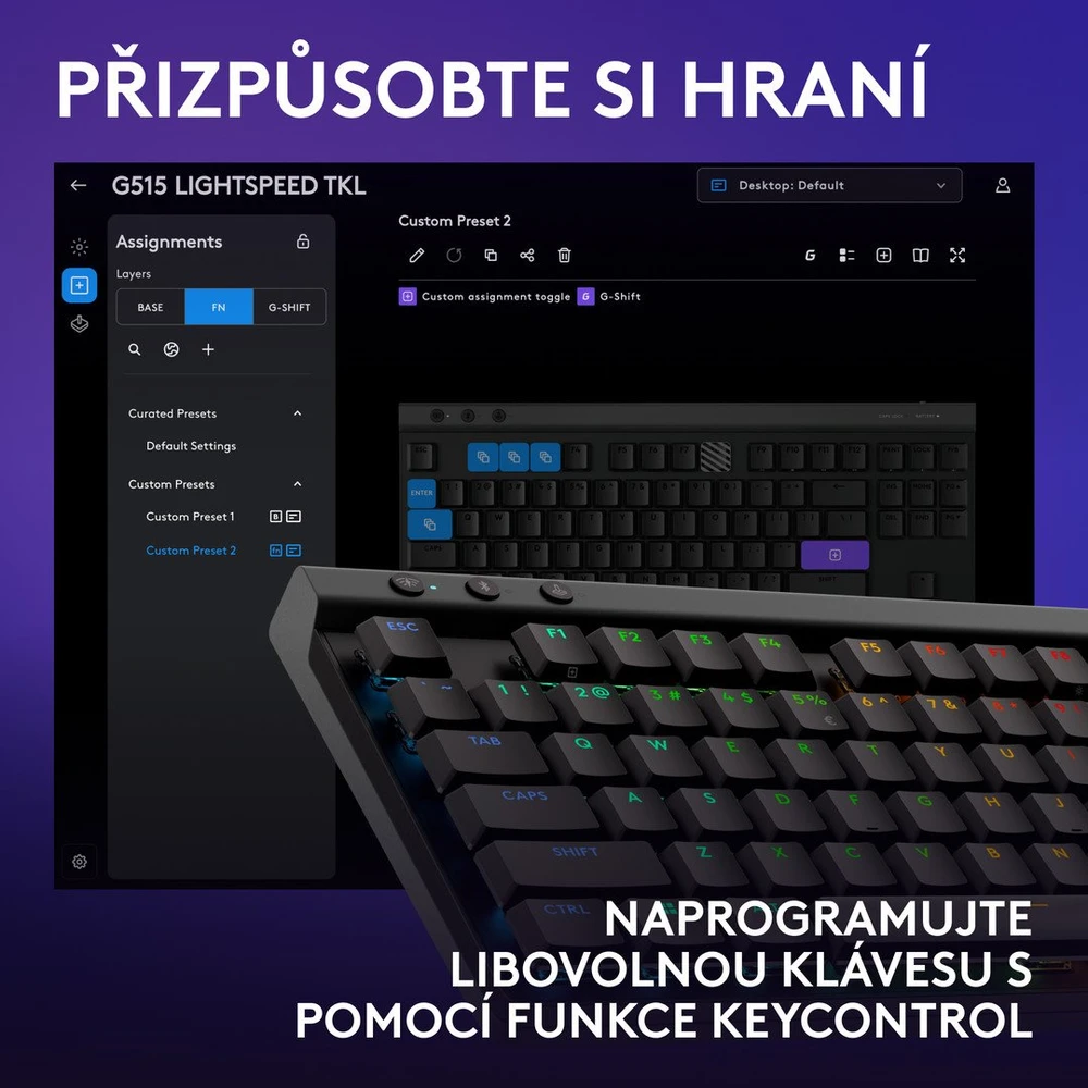 Klaviatūra Logitech G515 LIGHTSPEED TKL WRS G KB/Juodas-CZE-SKY-EMEA28I-935