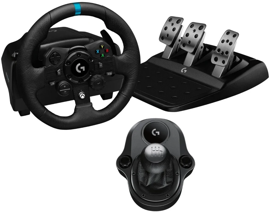 LOGITECH G923 SE lenktyninio vairo ir pavarų perjungimo svirties derinys, skirtas „XBOX Series X S XBOX One“ ir PC Juodas