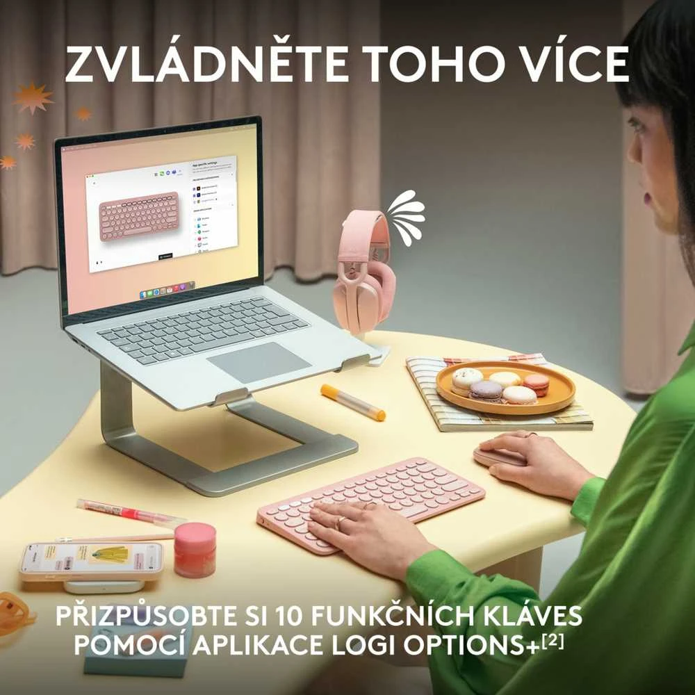 Belaidė klaviatūra Logitech PEBBLE KEYS 2 K380S, Baltos spalvos, Išdėstymas: US tarptautinis (Qwerty)