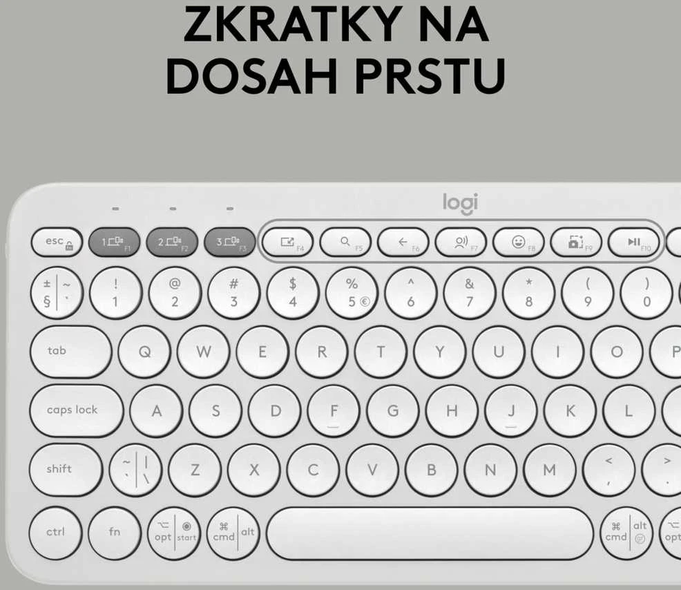 Belaidė klaviatūra Logitech PEBBLE KEYS 2 K380S, Baltos spalvos, Išdėstymas: US tarptautinis (Qwerty)