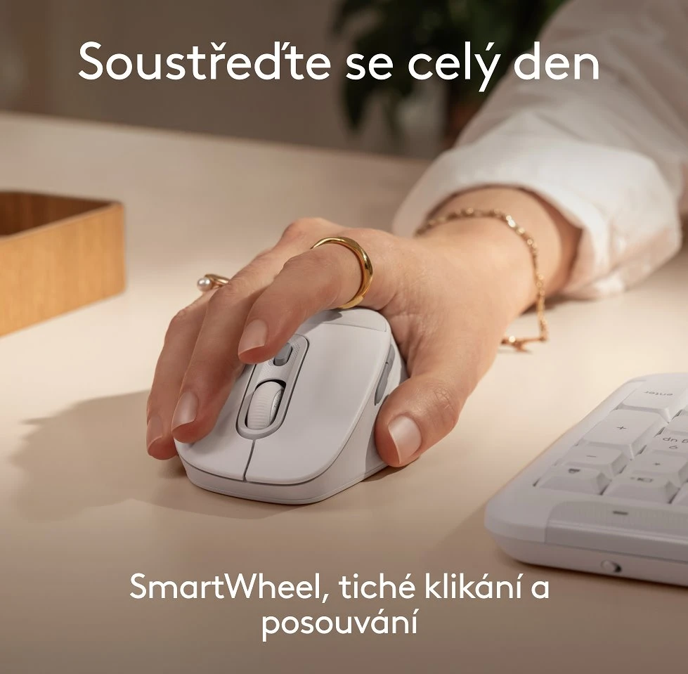 Belaidė kompiuterio pelė Logitech Signature Comfort Plus M850L, Bluetooth, Balta