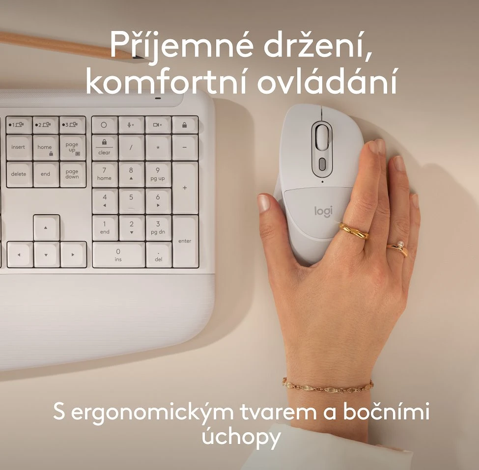 Belaidė kompiuterio pelė Logitech Signature Comfort Plus M850L, Bluetooth, Balta