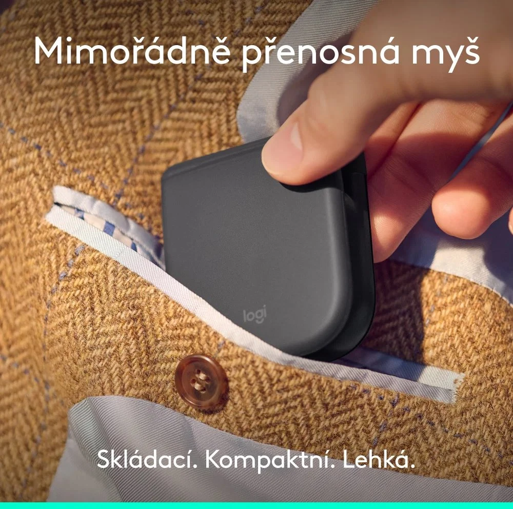 Logitech Mobi Fold kompiuterinė pelė Kelioninis Abiems rankoms RD belaidis ryšys + „Bluetooth“ Optinis 4000 DPI
