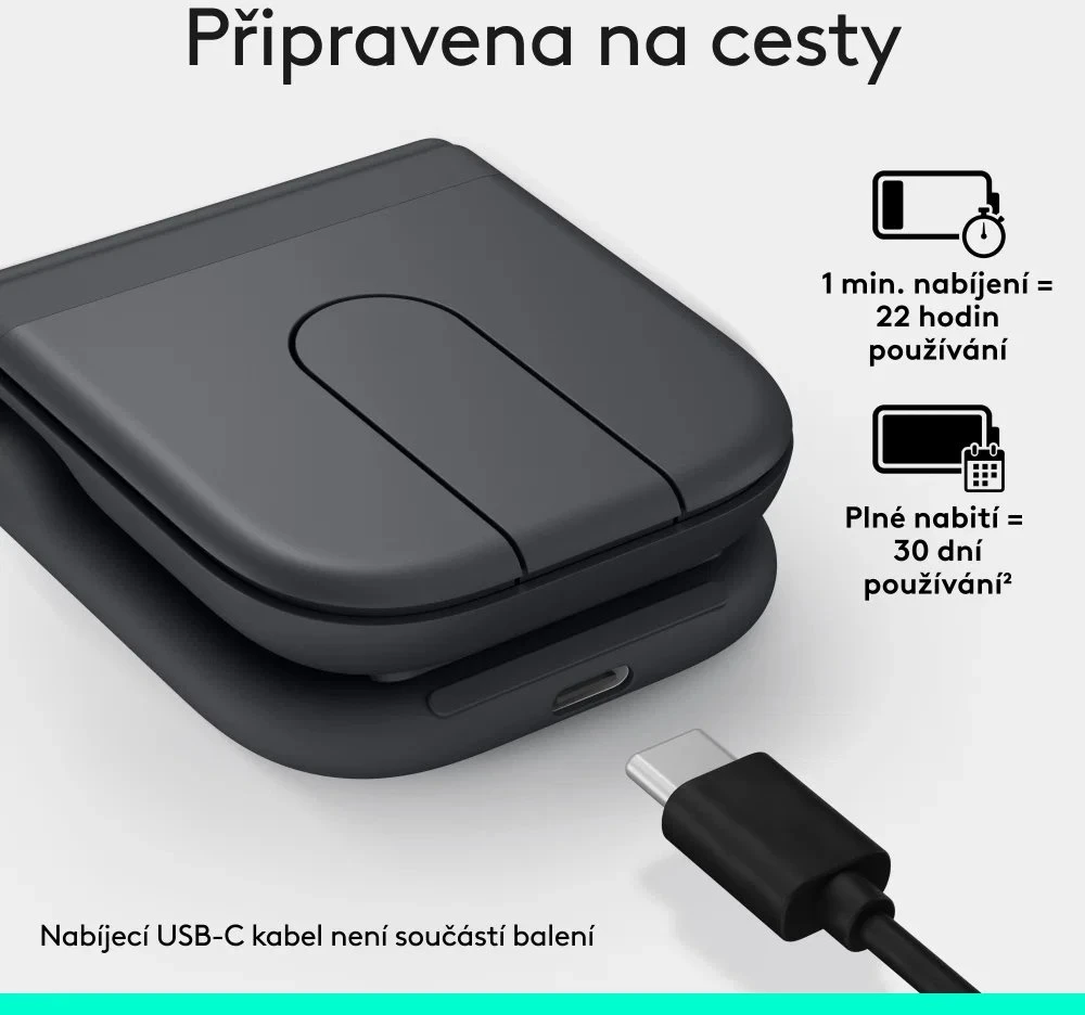Logitech Mobi Fold kompiuterinė pelė Kelioninis Abiems rankoms RD belaidis ryšys + „Bluetooth“ Optinis 4000 DPI