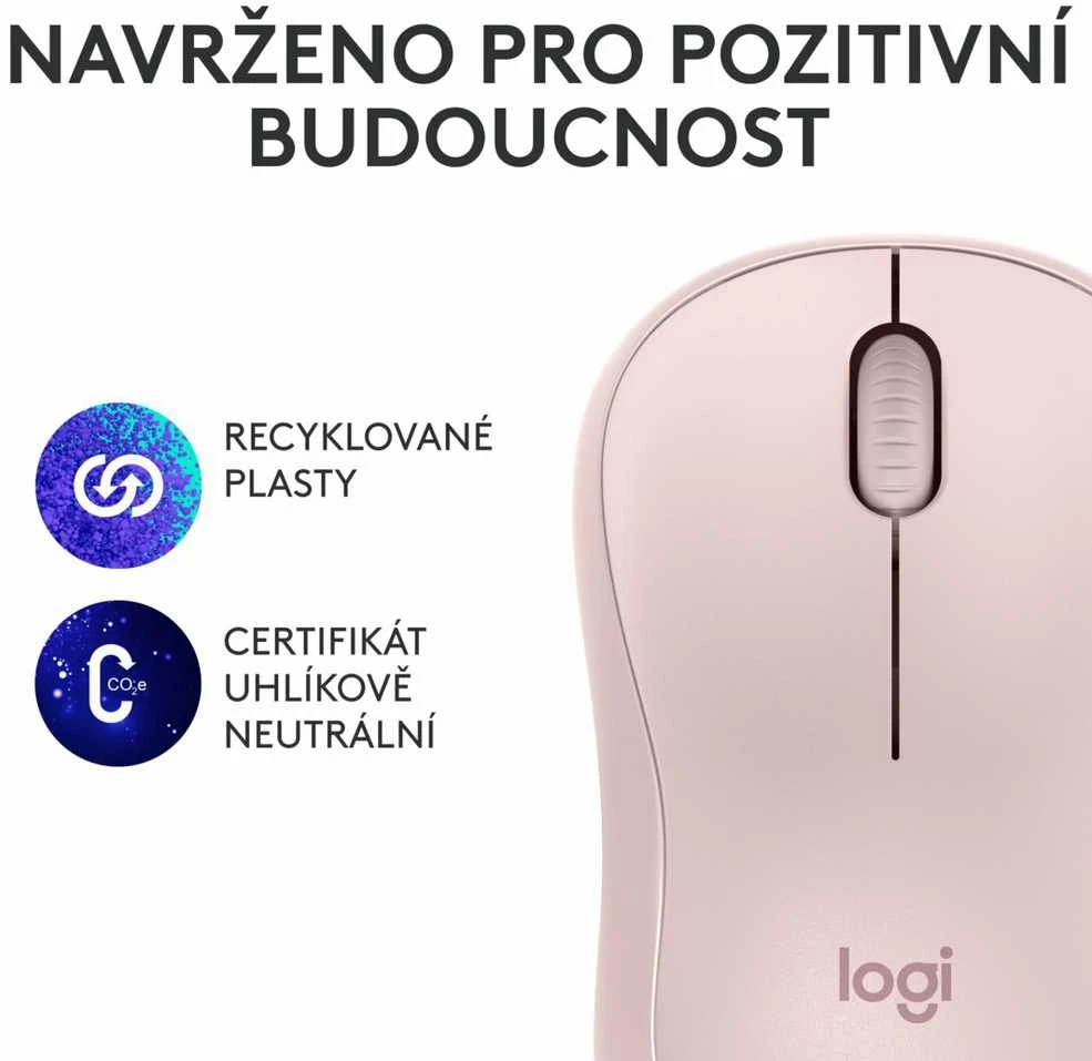 Belaidė pelė Logitech M240 Silent Bluetooth Mouse, rožinės spalvos