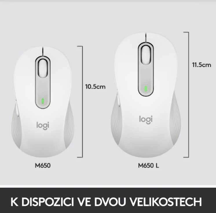 Belaidė pelė Logitech Signature M650 L, baltos spalvos