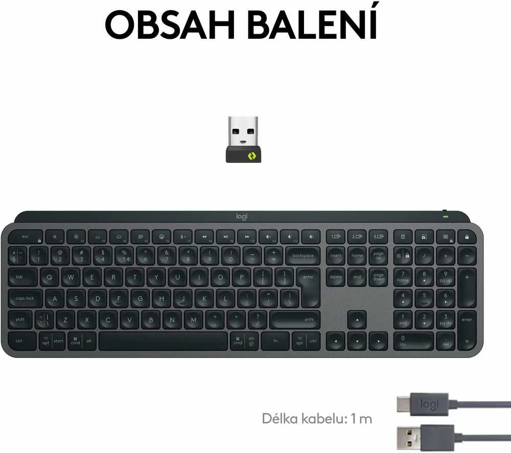Belaidė klaviatūra Logitech MX Keys S, Išdėstymas: Čekų k. (Qwertz)