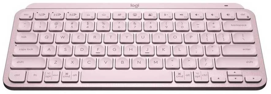Minimalistinė Belaidė Klaviatūra su apašvietimu Logitech MX Keys Mini, Rožinės spalvos, US tarptautinis (Qwerty) išdėstymas