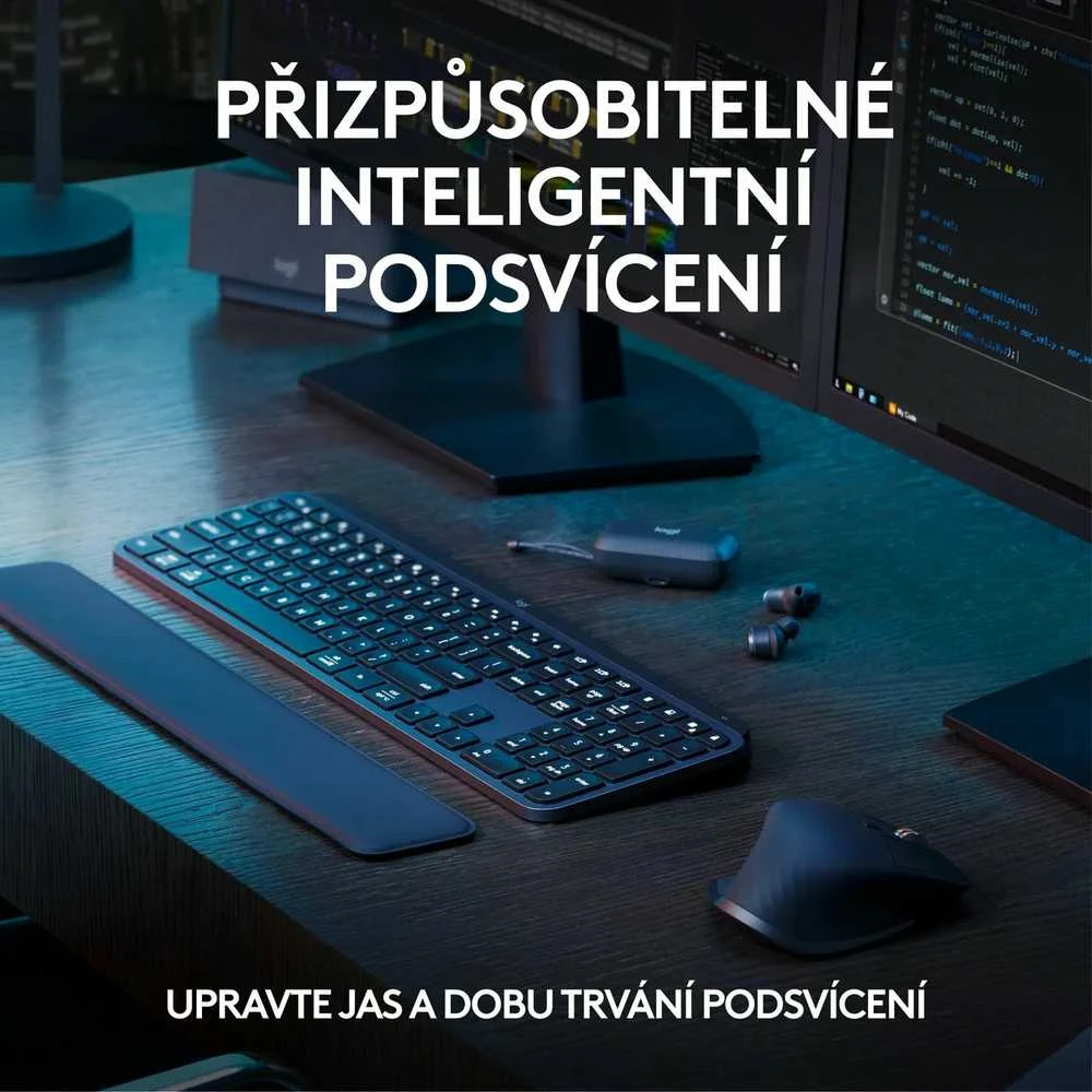 Belaidė klaviatūra ir pelė + Atrama riešui Logitech MX Keys S Combo, Graphite