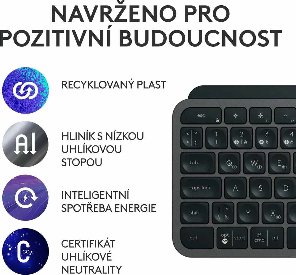 Belaidė klaviatūra ir pelė + Atrama riešui Logitech MX Keys S Combo, Graphite