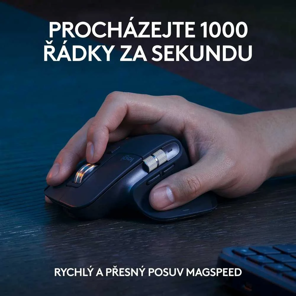 Belaidė klaviatūra ir pelė + Atrama riešui Logitech MX Keys S Combo, Graphite