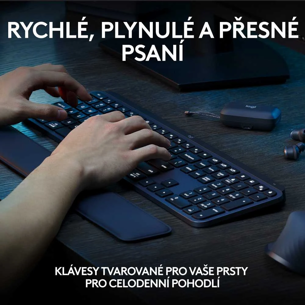Belaidė klaviatūra Logitech MX Keys S, Išdėstymas: Čekų k. (Qwertz)