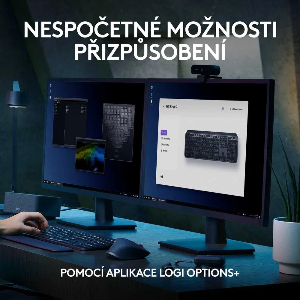 Belaidė klaviatūra Logitech MX Keys S, Išdėstymas: Čekų k. (Qwertz)