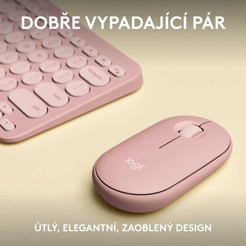 Klaviatūra ir pelė Logitech Pebble 2 Combo for Mac, rožinės spalvos