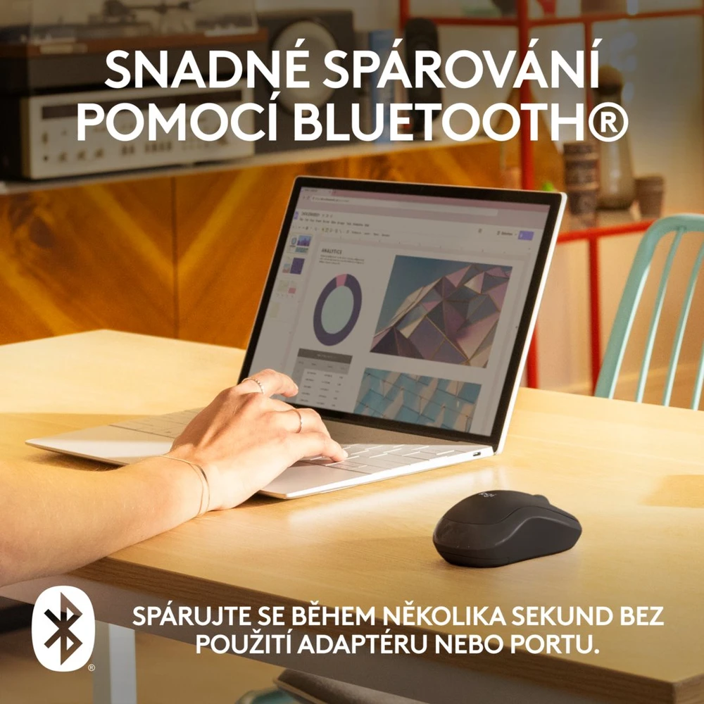 Belaidė pelė Logitech M240 Silent Bluetooth Mouse, grafito spalvos