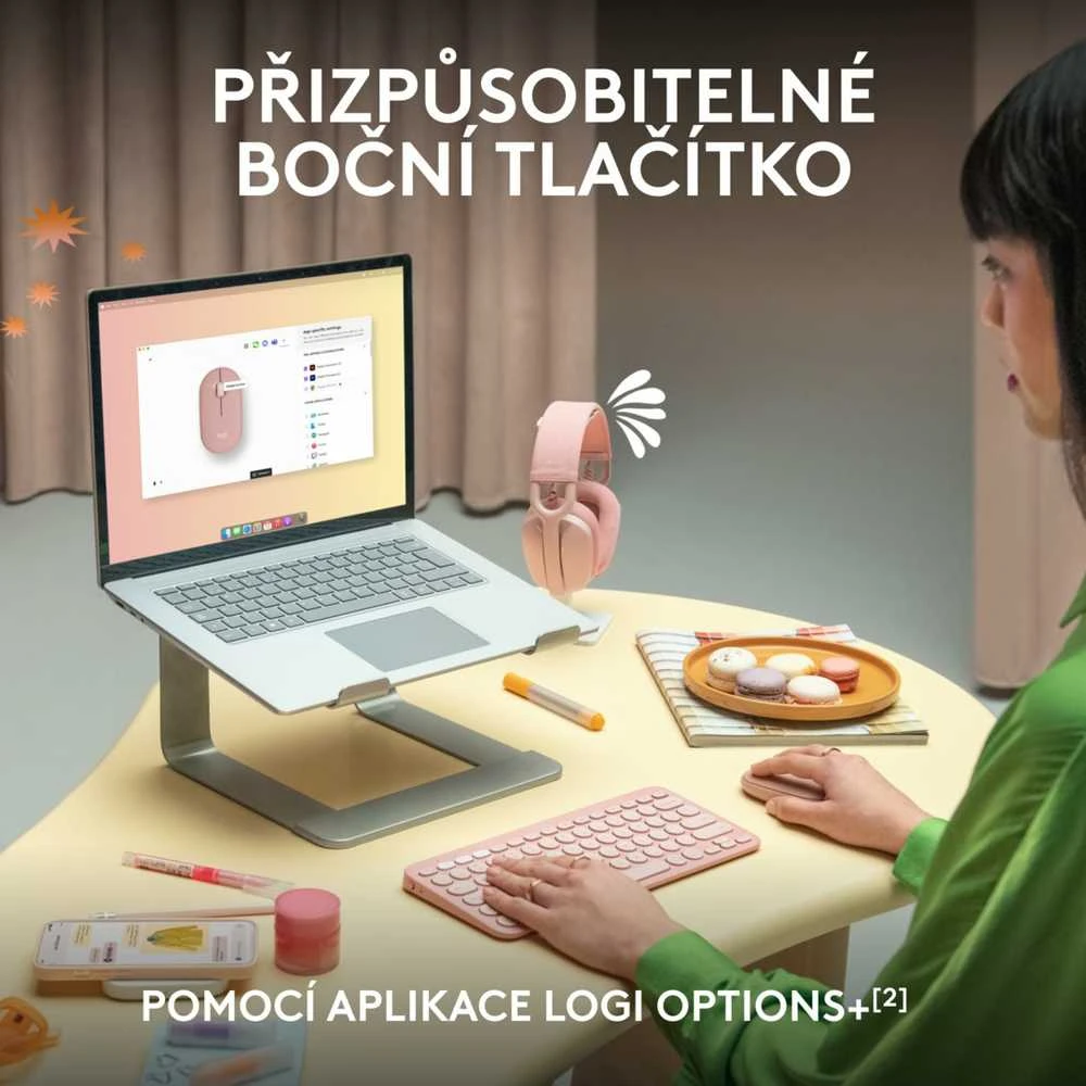 Belaidė pelė Logitech Pebble 2 M350s, Rožinė