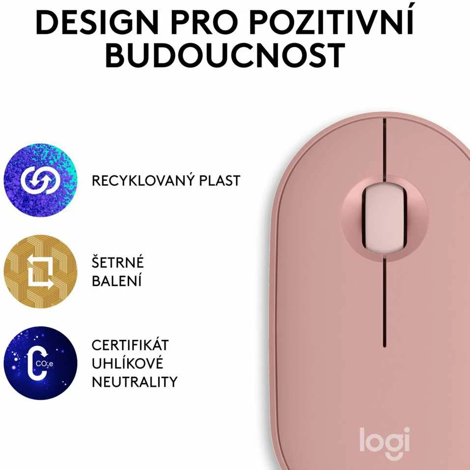 Belaidė pelė Logitech Pebble 2 M350s, Rožinė