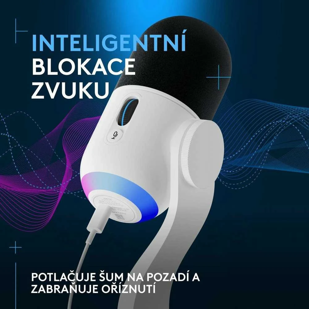 LOGITECH Yeti GX dinaminis RGB žaidimų mikrofonas su LIGHTSYNC OFF Baltas