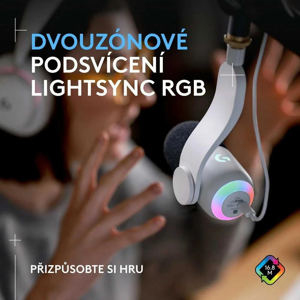 LOGITECH Yeti GX dinaminis RGB žaidimų mikrofonas su LIGHTSYNC OFF Baltas
