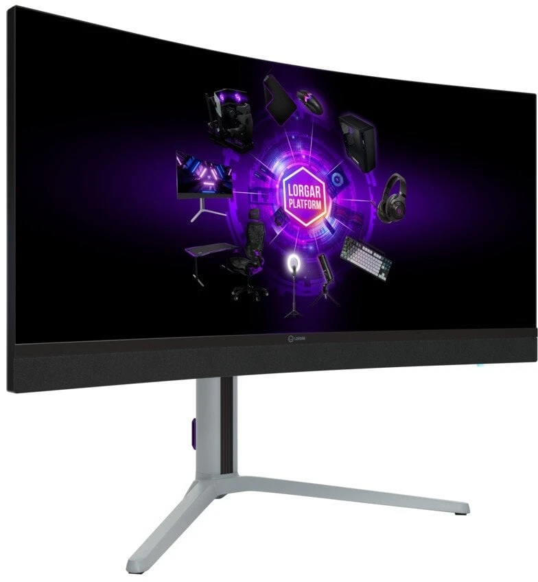 LORGAR 34MP1, UWQHD MiniLED Gaming Monitorius Pro, 34'' (3440*1440) VA curved monitorius, juodas/milky pilkas