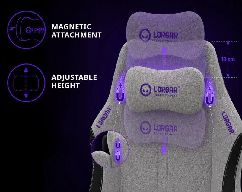 LORGAR CHA41, Ergonomic Gaming Chair Advanced, premium anti-stain fabric, Juodas/violetinė