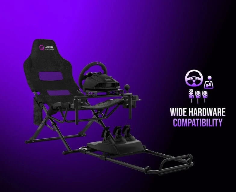 LORGAR FLEX RAF1, „Sim Racing“ kabina su pažangia konstrukcija, sulankstoma, 150x72x113 cm – žaidžiant, 38x72x126 cm – sulankstyta, Juodas