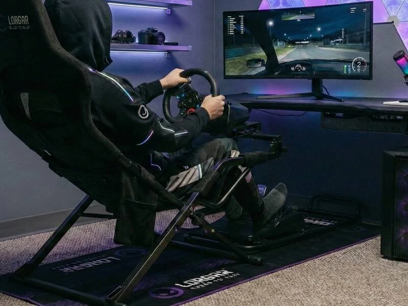 LORGAR RX1FM, Sim Racing Floor Mat Advanced, Stitched edge, 1,700X700X3 mm, Juodas/violetinė