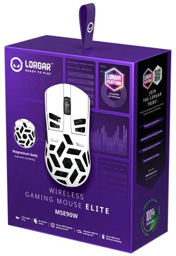 LORGAR MSE90W, Magnesium Alloy Belaidė pelė žaidimams Elite, Baltas