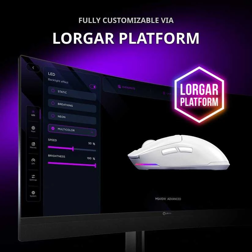LORGAR MSA10W, Belaidė pelė žaidimams Advanced, baltas